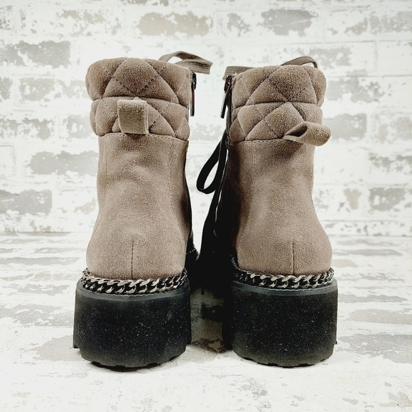 New Vince Camuto Merindil Brown Suede Lace Up Combat Boots W538 - Picture 6 of 11